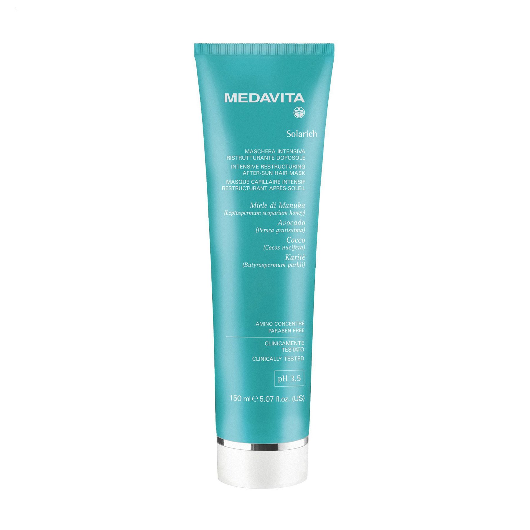 

Інтенсивна відновлювальна маска для волосся Medavita Solarich Intensive Restructuring After-Sun Hair Mask після перебування на сонці, 150 мл