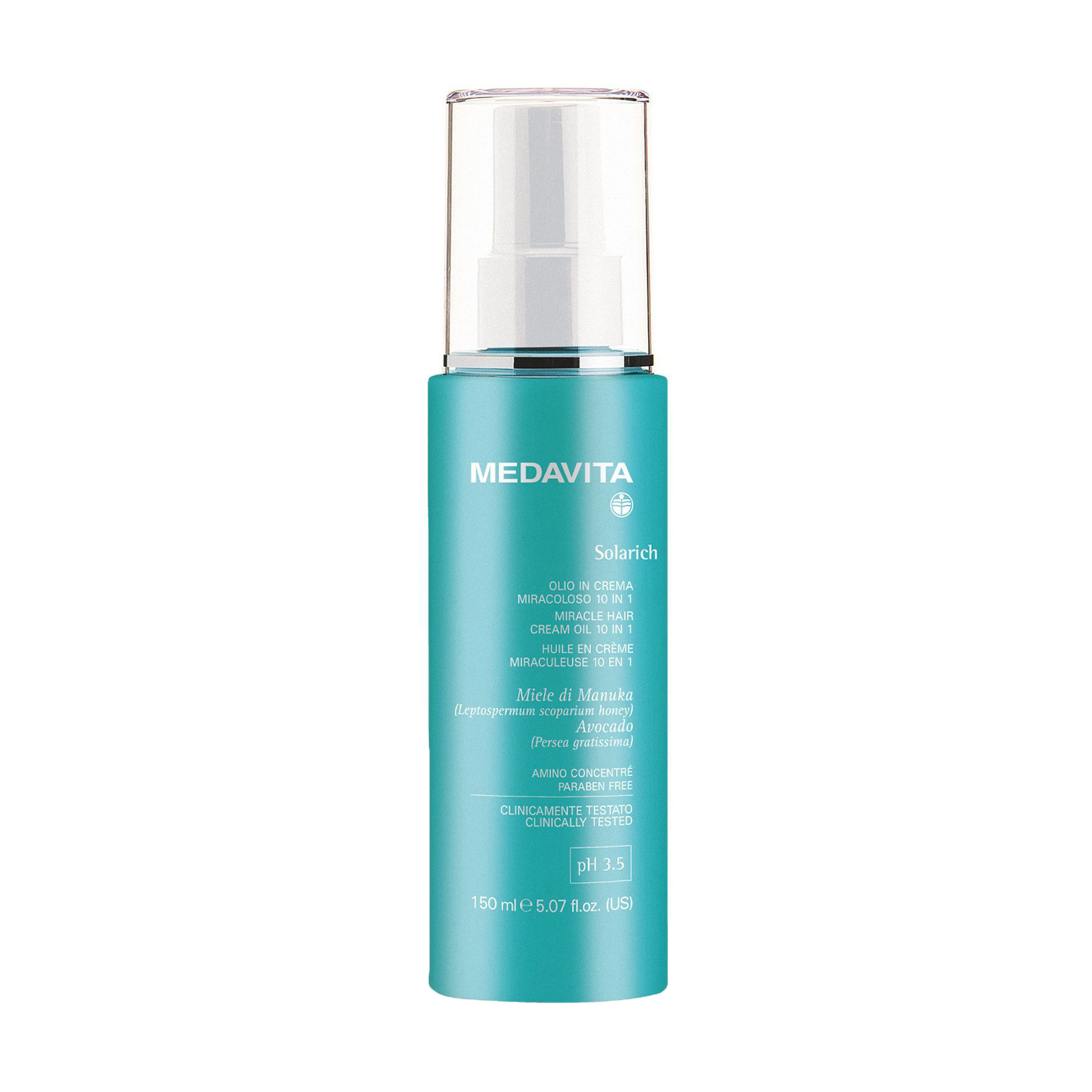 Захисна крем-олія для волосся 10 в 1 Medavita Solarich Miracle Hair Cream Oil pH 3.5 із дзеркальним ефектом, 150 мл