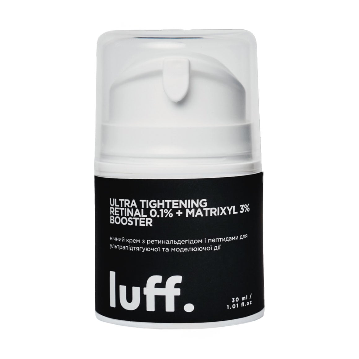 

Інноваційний ANTI-AGE нічний крем для обличчя Luff Ultra Tightening Booster з ретиналем 0.1% та пептидами, 30 мл