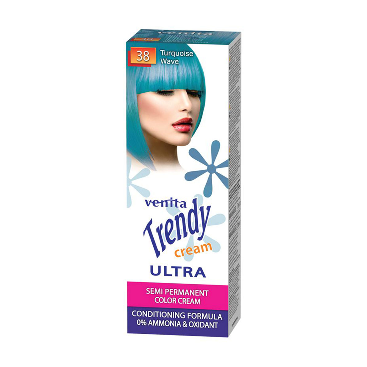 

Відтінкова крем-фарба для волосся Venita Trendy Semi Permanent Color Cream 38 Бірюзова хвиля, 105 мл