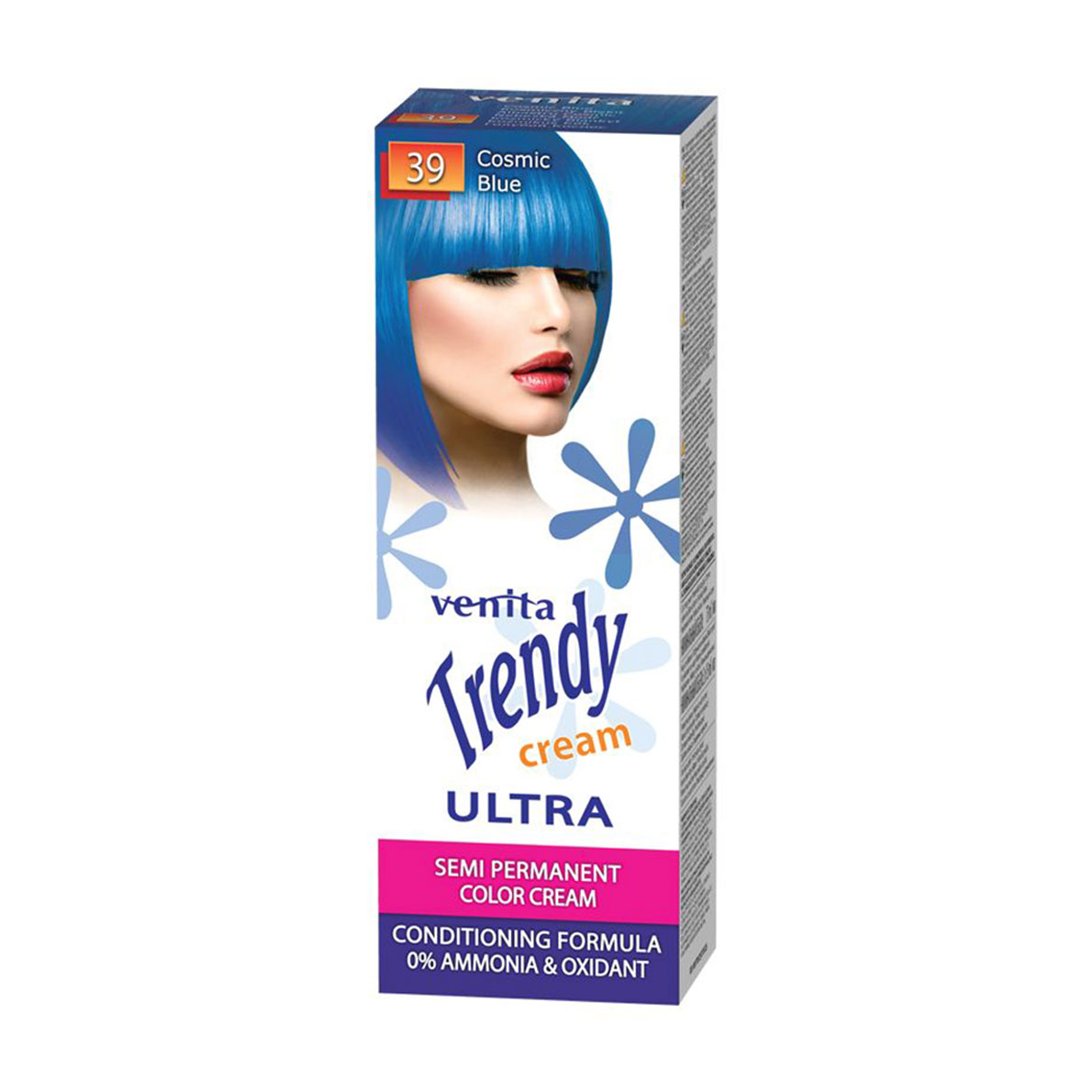 

Відтінкова крем-фарба для волосся Venita Trendy Semi Permanent Color Cream 39 Космічний синій, 105 мл