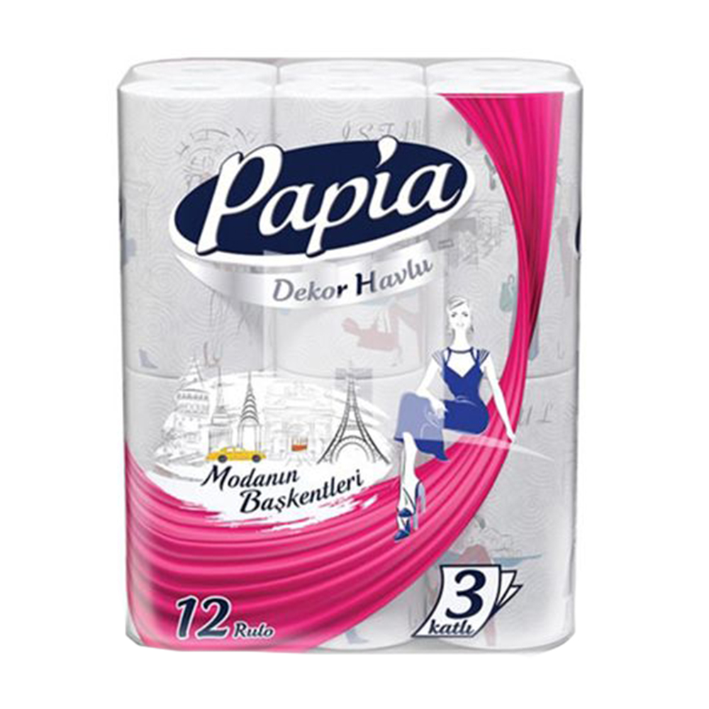 

Паперові рушники Papia 3-шарові, 12 рулонів