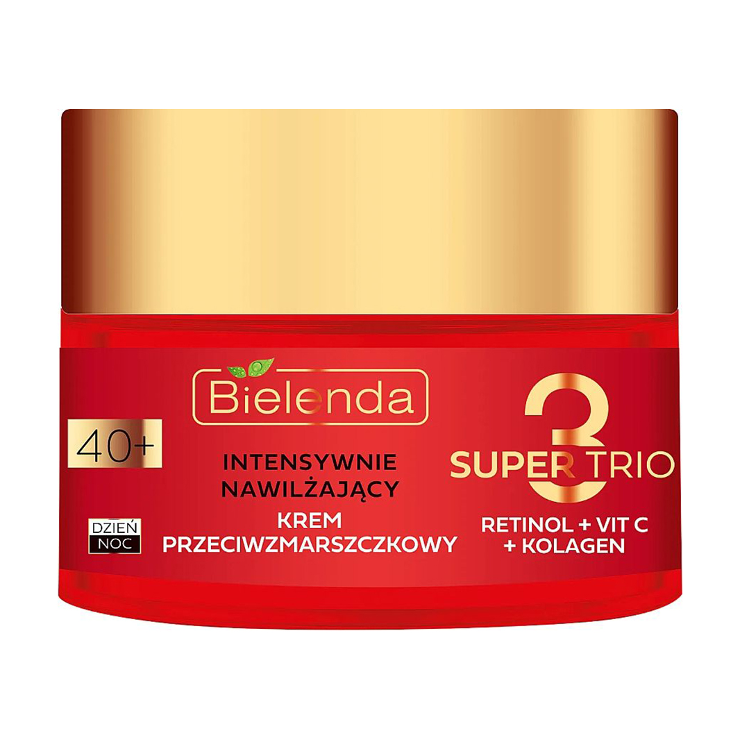 

Уцінка! Інтенсивний зволожувальний крем для обличчя Bielenda Super Trio Retinol + Vit C + Kolagen 40+ проти зморшок, 50 мл