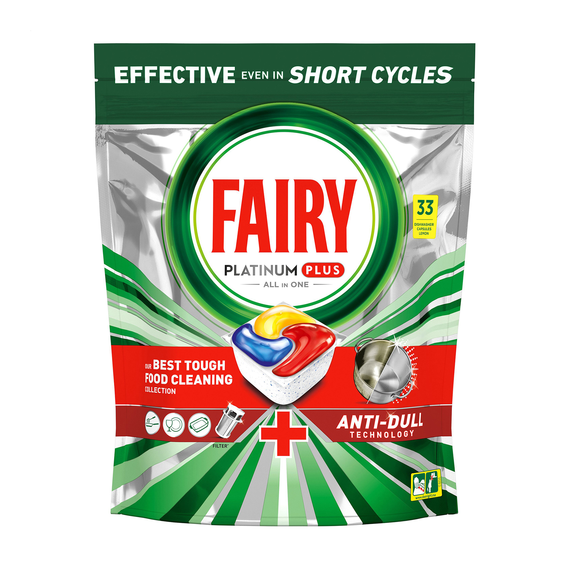 

Капсули для посудомийних машин Fairy Platinum Plus Все-в-1, 33 шт