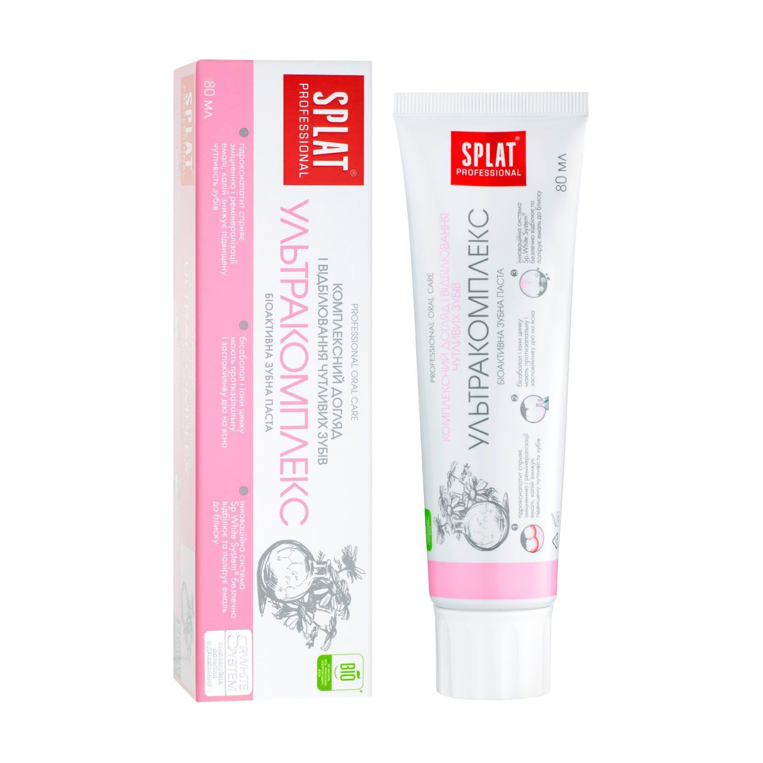

Уцінка! Антибактеріальна зубна паста Splat Professional Ультракомплекс, для комплексного догляду та відбілювання чутливих зубів, 80 мл