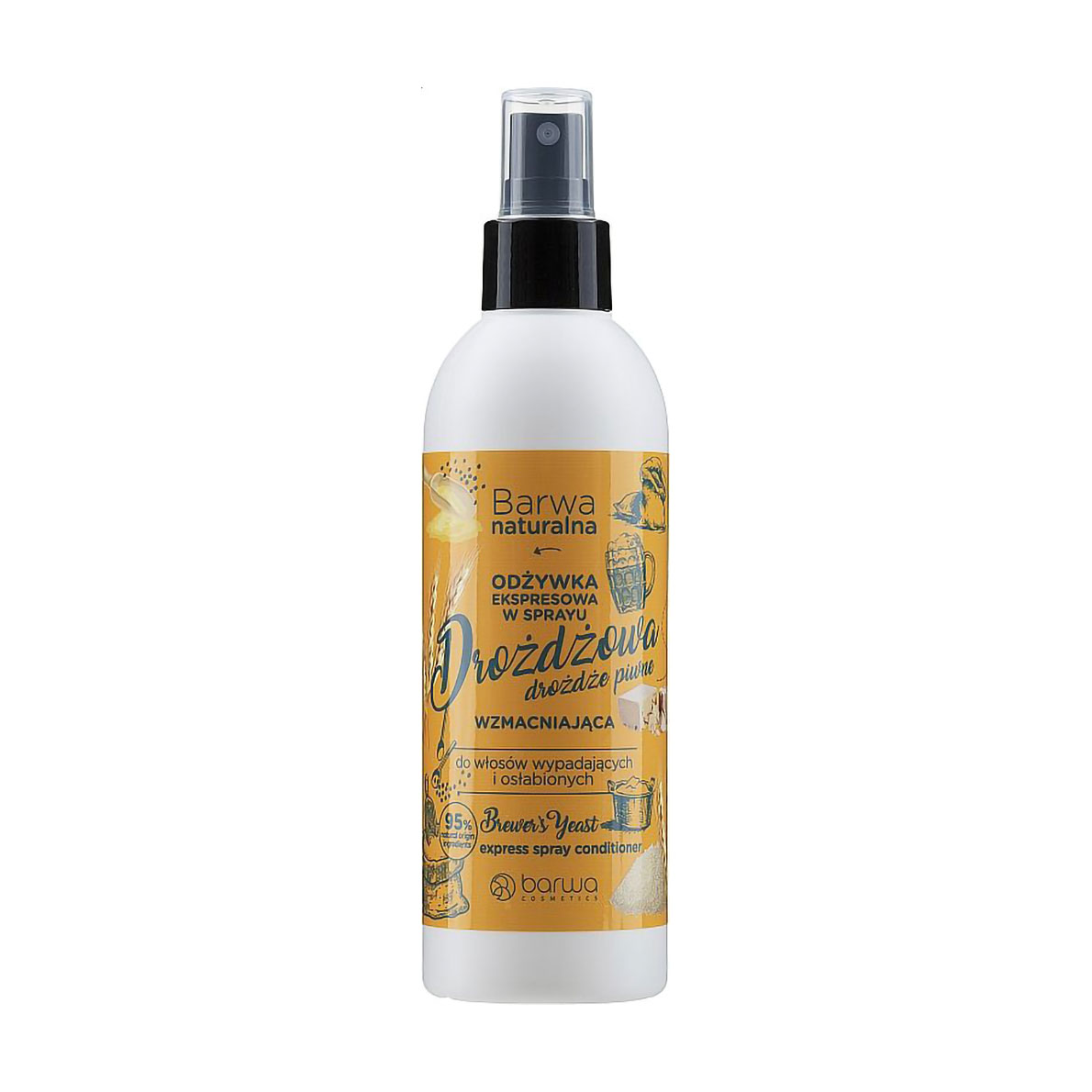 

Спрей-кондиціонер для волосся Barwa Cosmetics Barwa Natural Brewer's Yeast Hair Spray Conditioner Зміцнювальний, з пивними дріжджами, 200 мл