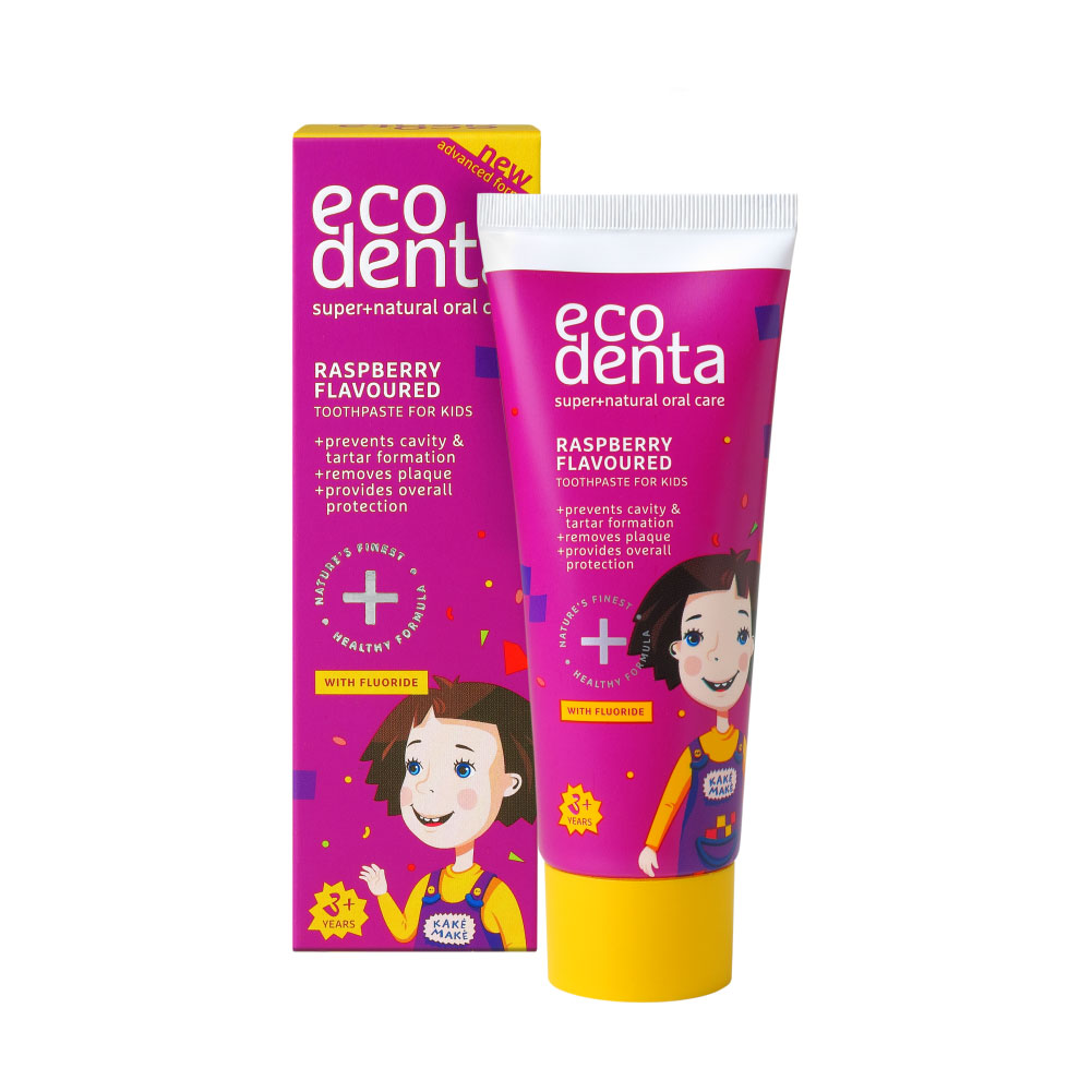 Дитяча зубна паста Ecodenta Super+Natural Oral Care Raspberry, від 3 років, 75 мл