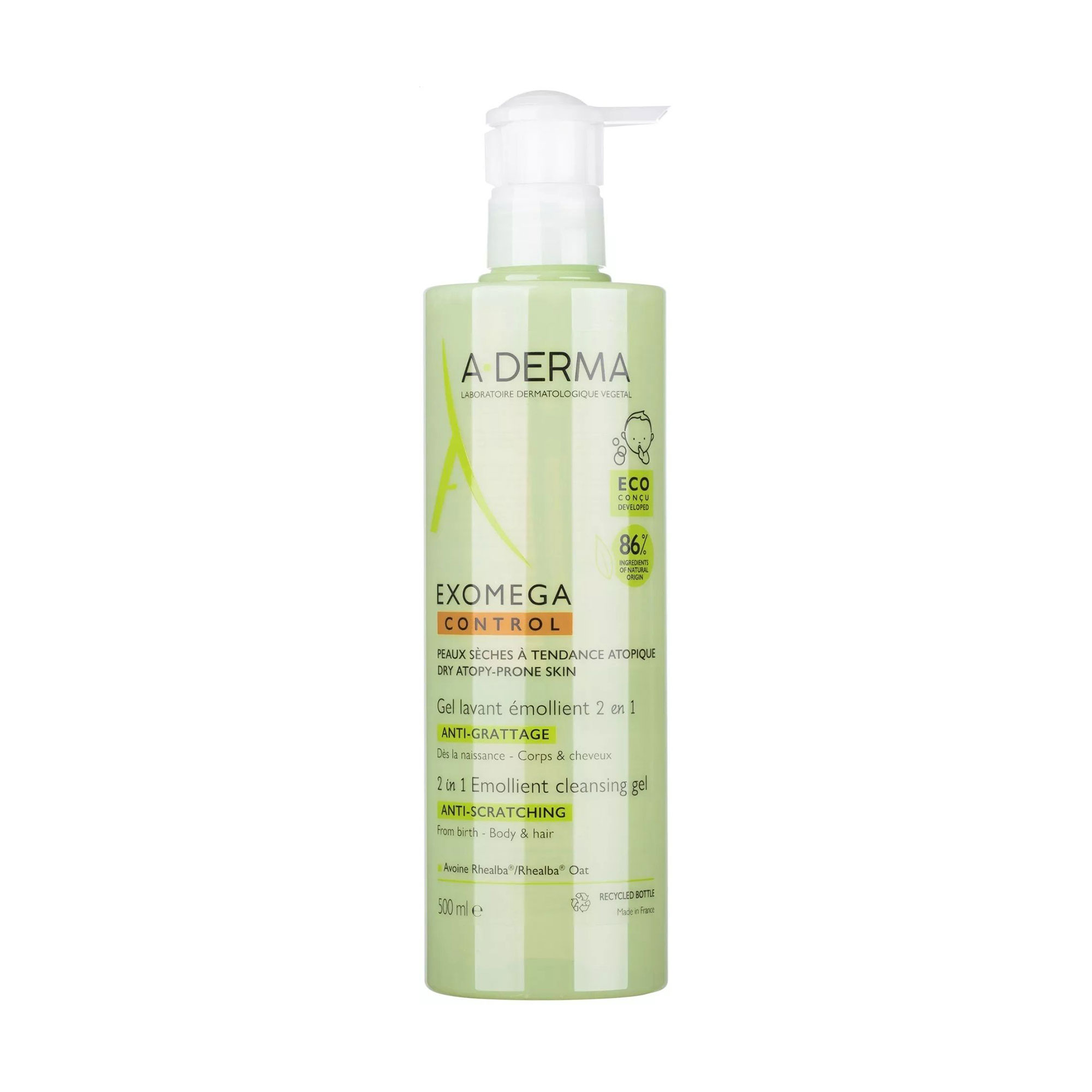

Очищувальний гель для тіла та волосся A-Derma Exomega Control Emolient, 500 мл