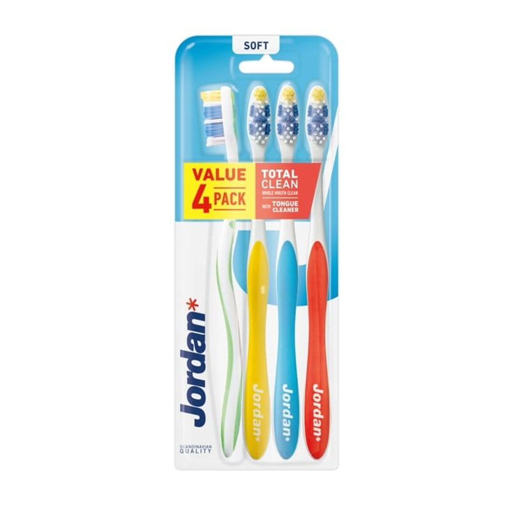 

Набір зубних щіток Jordan Total Clean м'яких, 4 шт