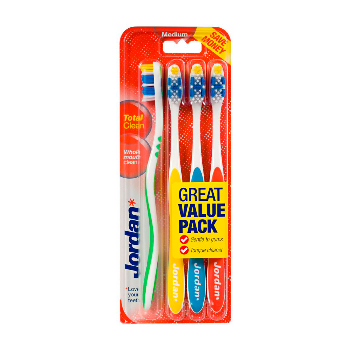 

Набір зубних щіток Jordan Total Clean середньої жорсткості, 4 шт