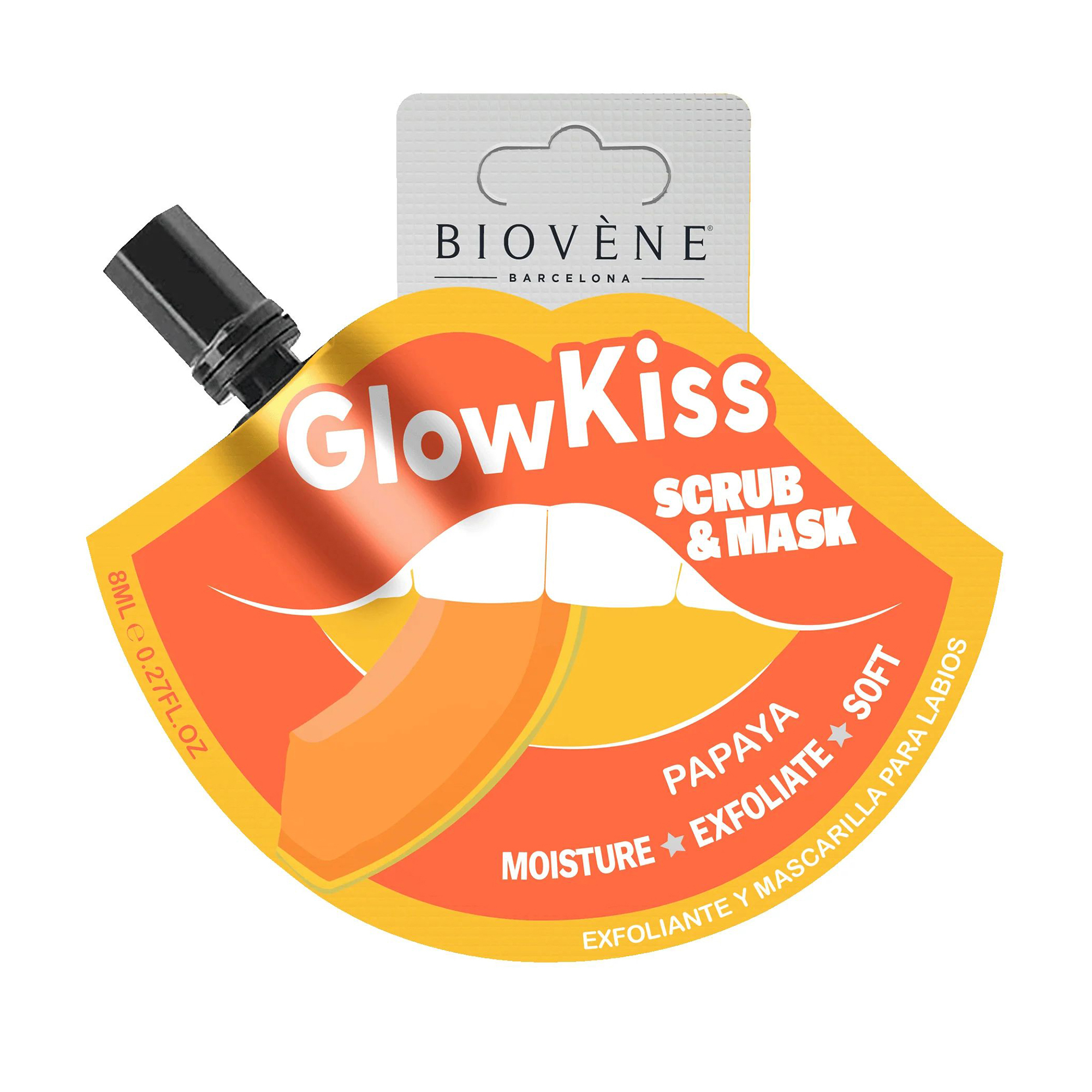 

Уцінка! Маска-скраб для губ Biovene Glow Kiss Papaya Lip Scrub & Mask, 8 мл