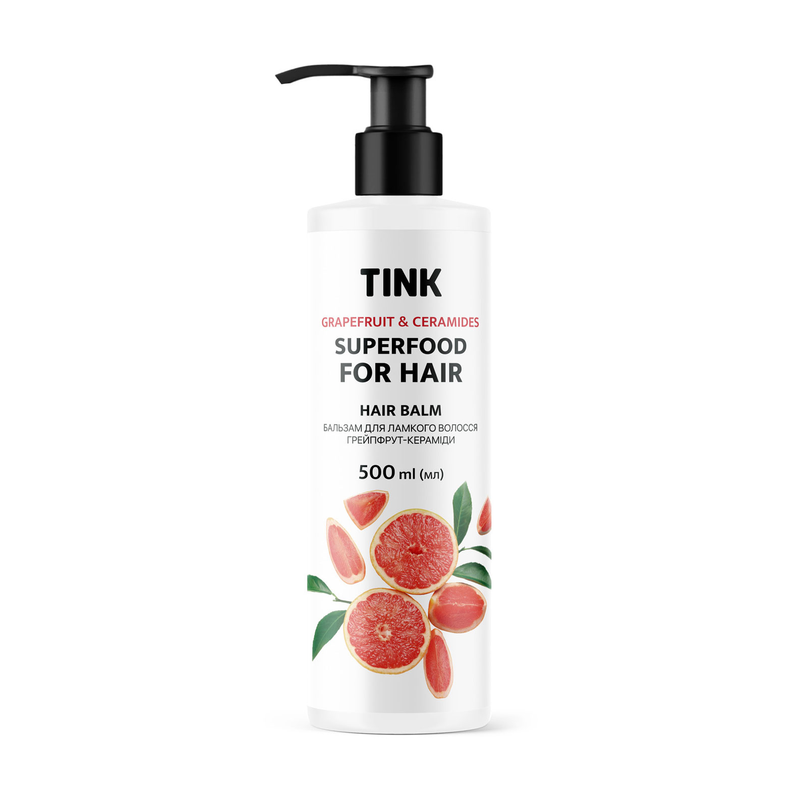 Бальзам Tink SuperFood For Hair Grapefruit & Green Tea Balm Грейпфрут та кераміди, для ламкого волосся, 500 мл