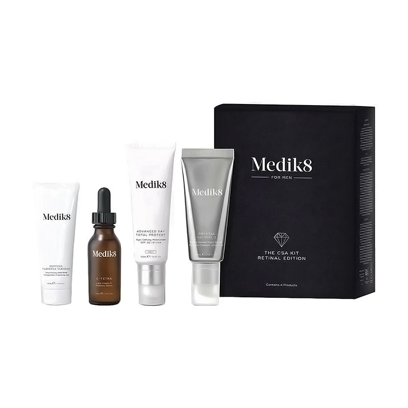 

Уцінка! Чоловічий набір для обличчя Medik8 The Csa Retinol Edition (Surface Radiance Cleanse+C-Tetra+Advanced Day Total Protect+Crystal Retinal 3)