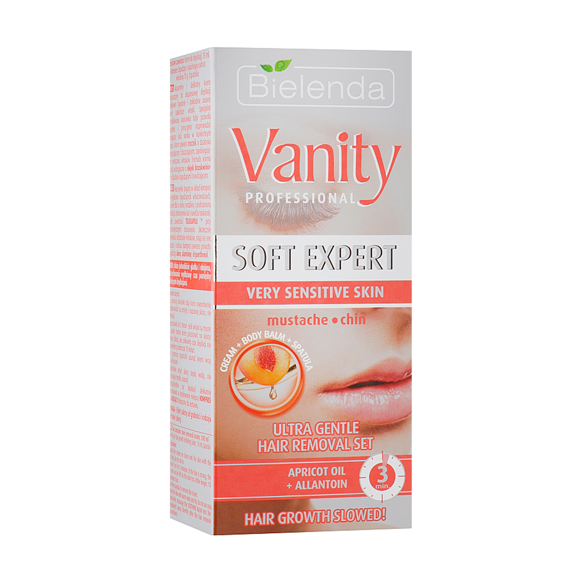 Набір для депіляції обличчя Bielenda Vanity Soft Expert (крем, 15 мл + компрес після депіляції, 2*5 г + шпатель)