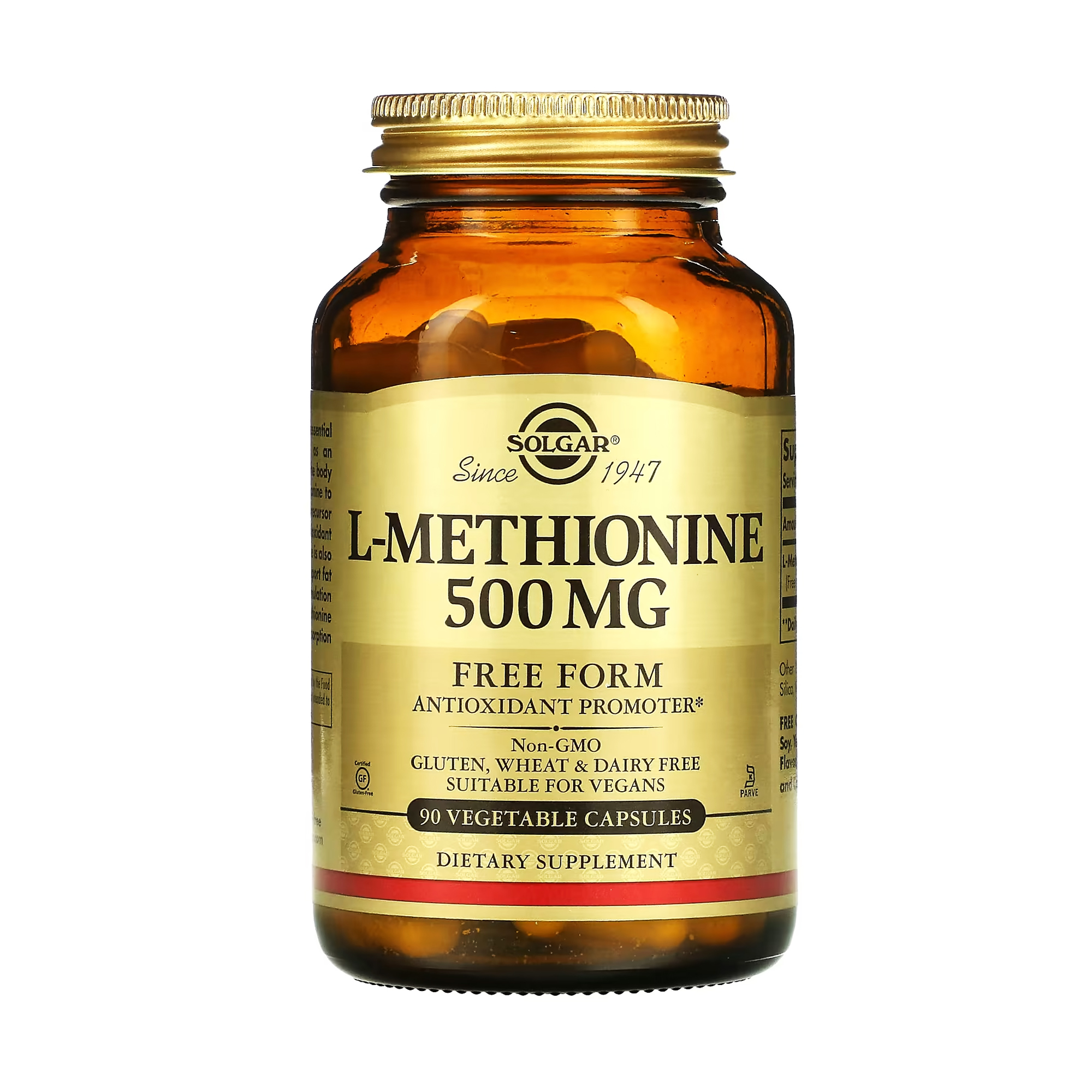 

L-Метіонін Solgar L-Methionine 500 мг, 90 капсул