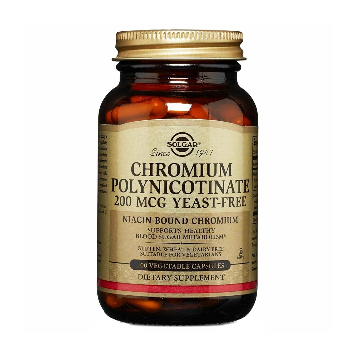 

Хром полінікотинат Solgar Chromium Polynicotinate 200 мкг, 100 капсул