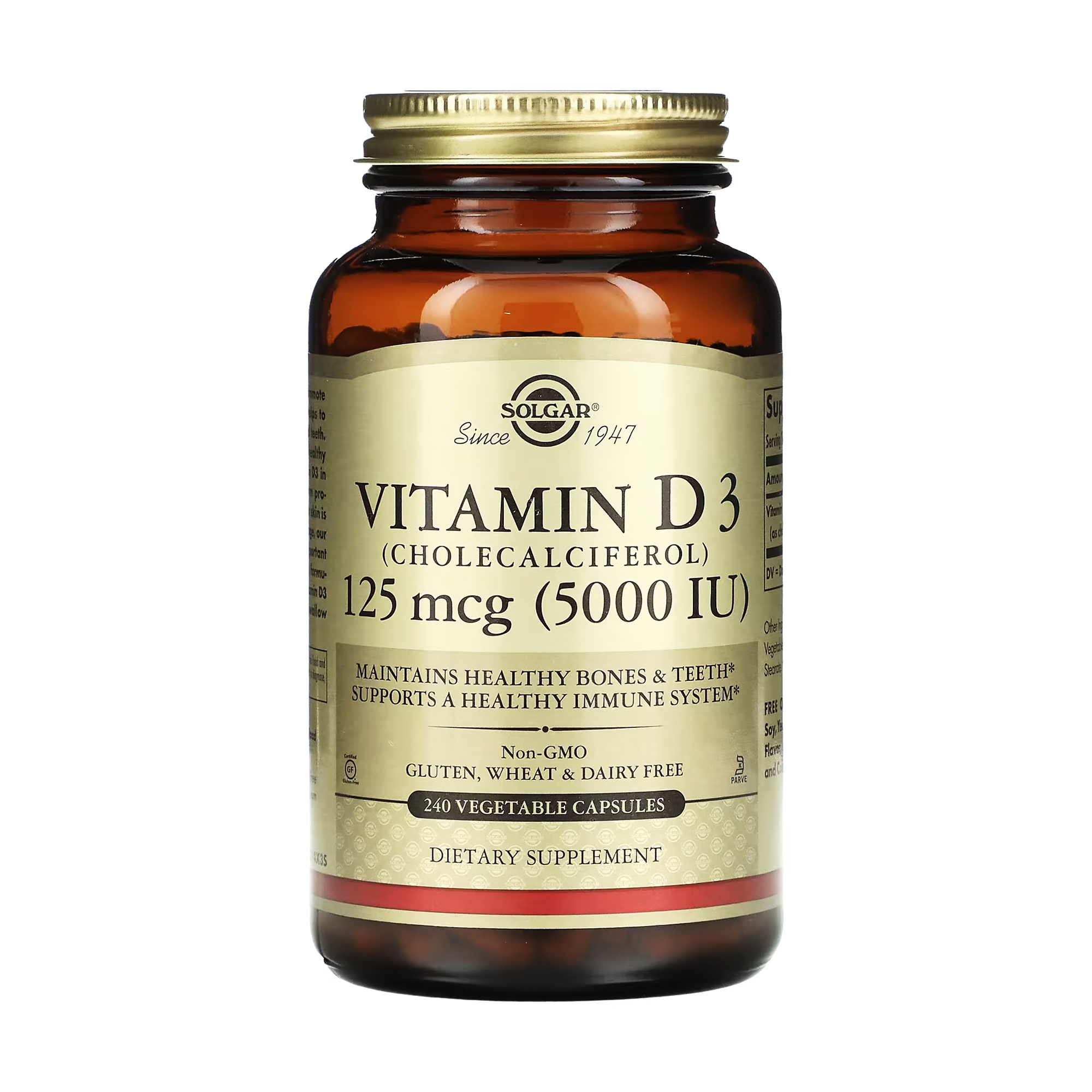 

Вітамін Д3 Solgar Vitamin D3 Холекальциферол, 125 мкг (5000 МО), 240 капсул