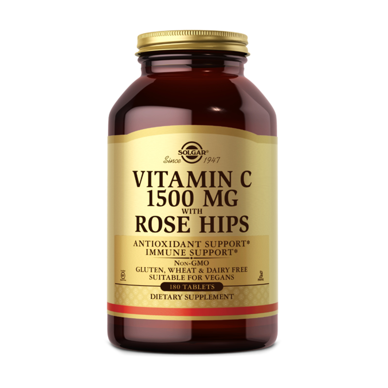 

Вітамін С Solgar Vitamin C with Rose Hips із шипшиною 1500 мг, 180 таблеток
