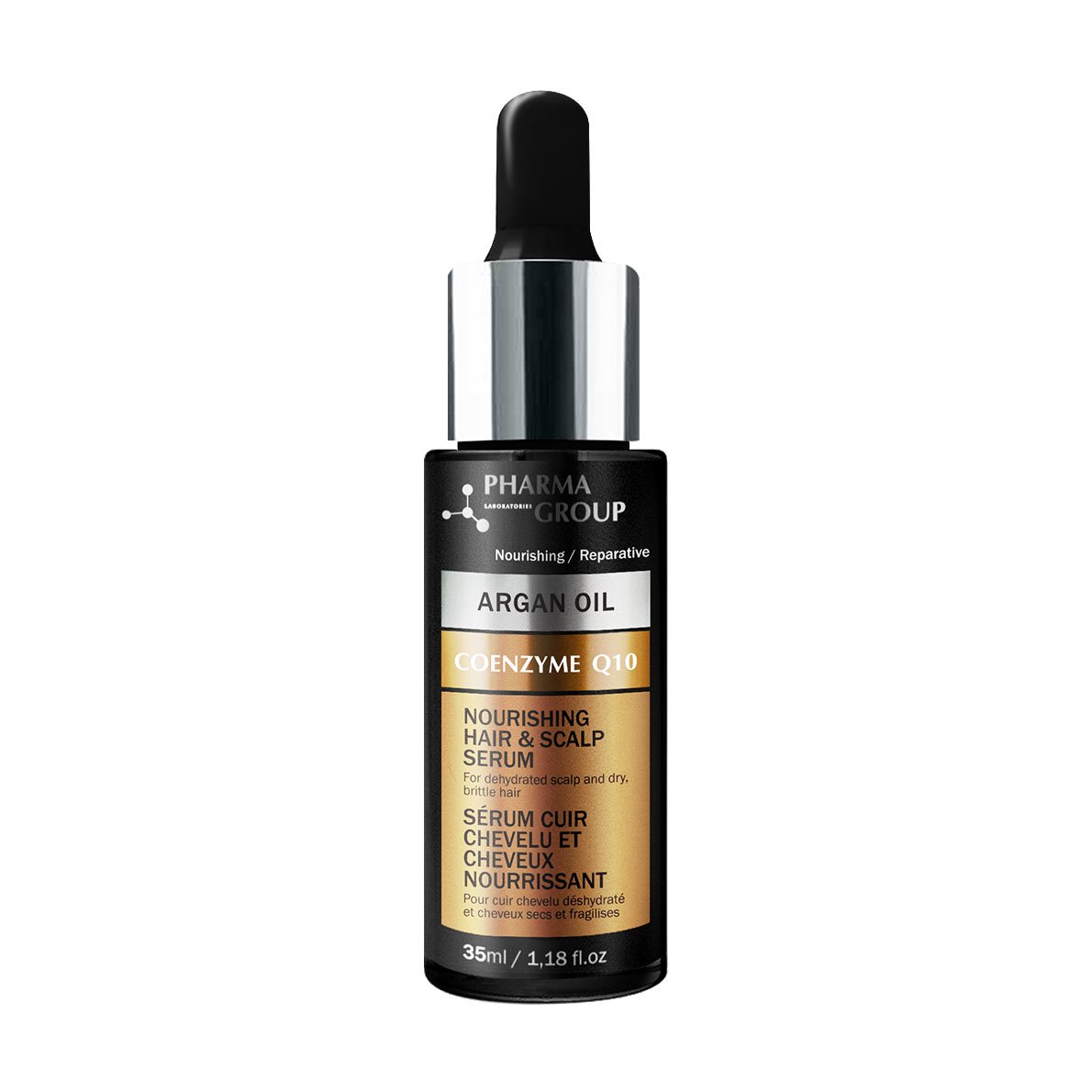 

Сироватка Pharma Group Argan Oil + Coenzyme Q10 Nourishing Hair & Scalp Serum для зневодненої шкіри голови та сухого волосся, 35 мл