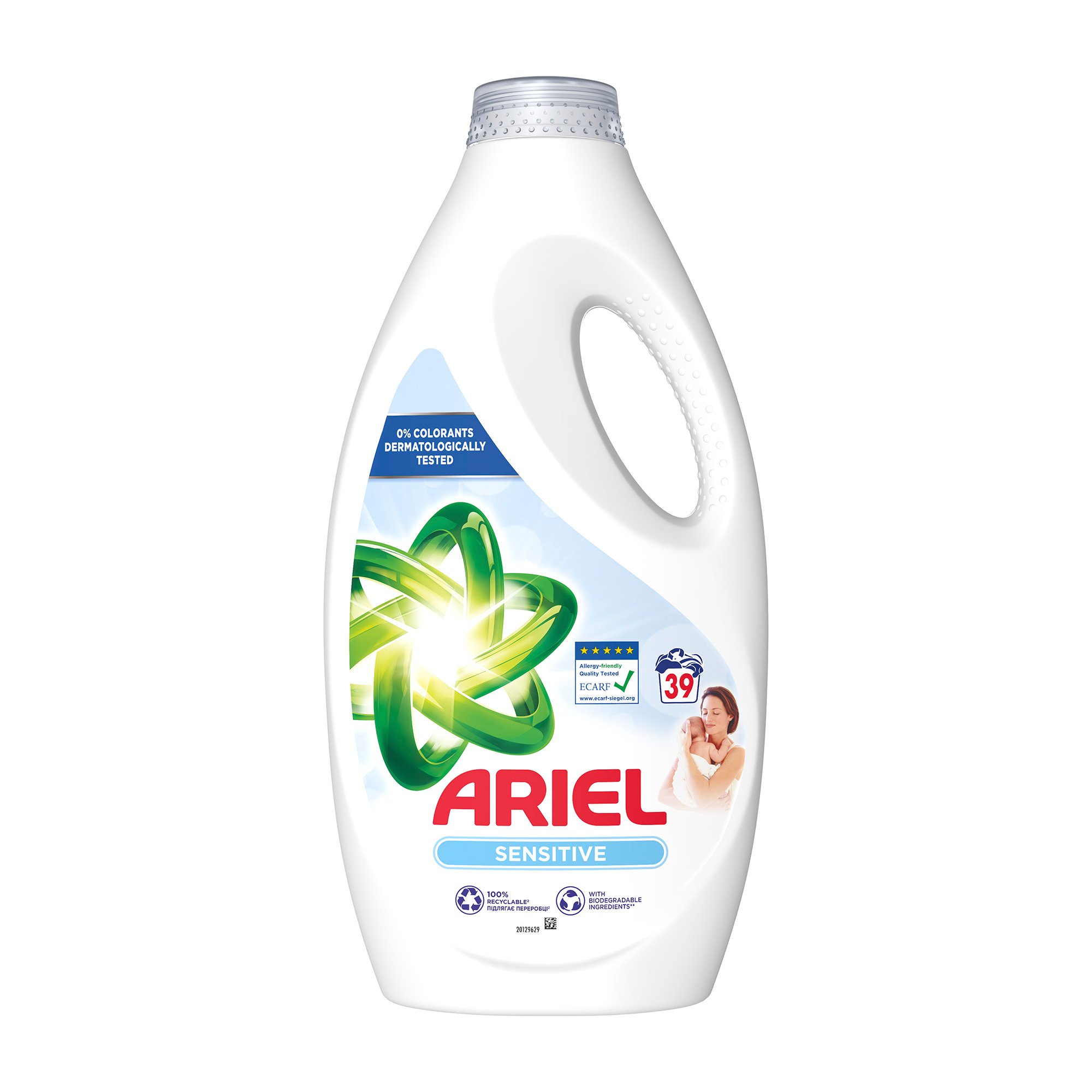 

Гель для прання ARIEL Sensitive Skin Clean & Fresh для чутливої шкіри, 39 циклів прання, 1.95 л
