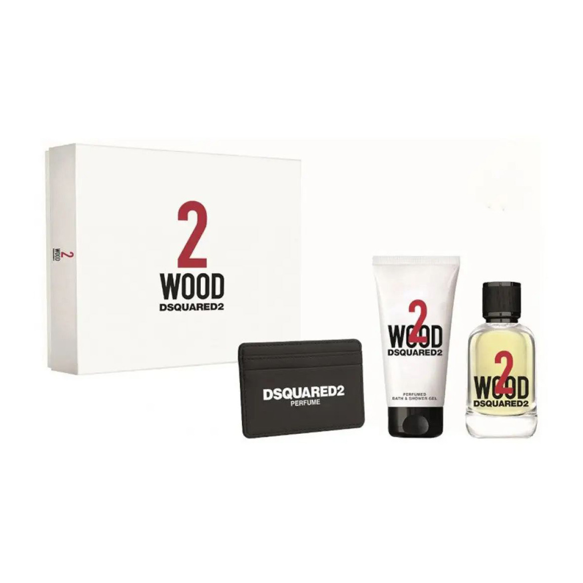 Парфюмированный набор мужской Dsquared2 2 Wood (туалетная вода, 100 мл + гель для душа, 100 мл + кошелек) 