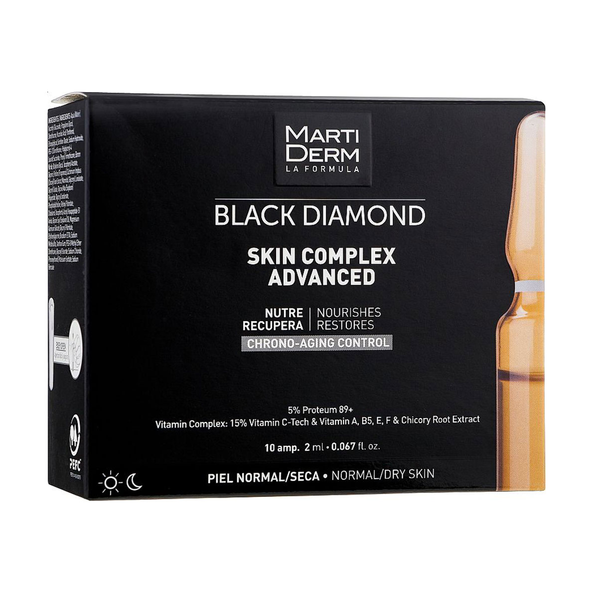 

Уцінка! Ампули для обличчя MartiDerm Black Diamond Skin Complex Advanced для нормальної та сухої шкіри, 10*2 мл