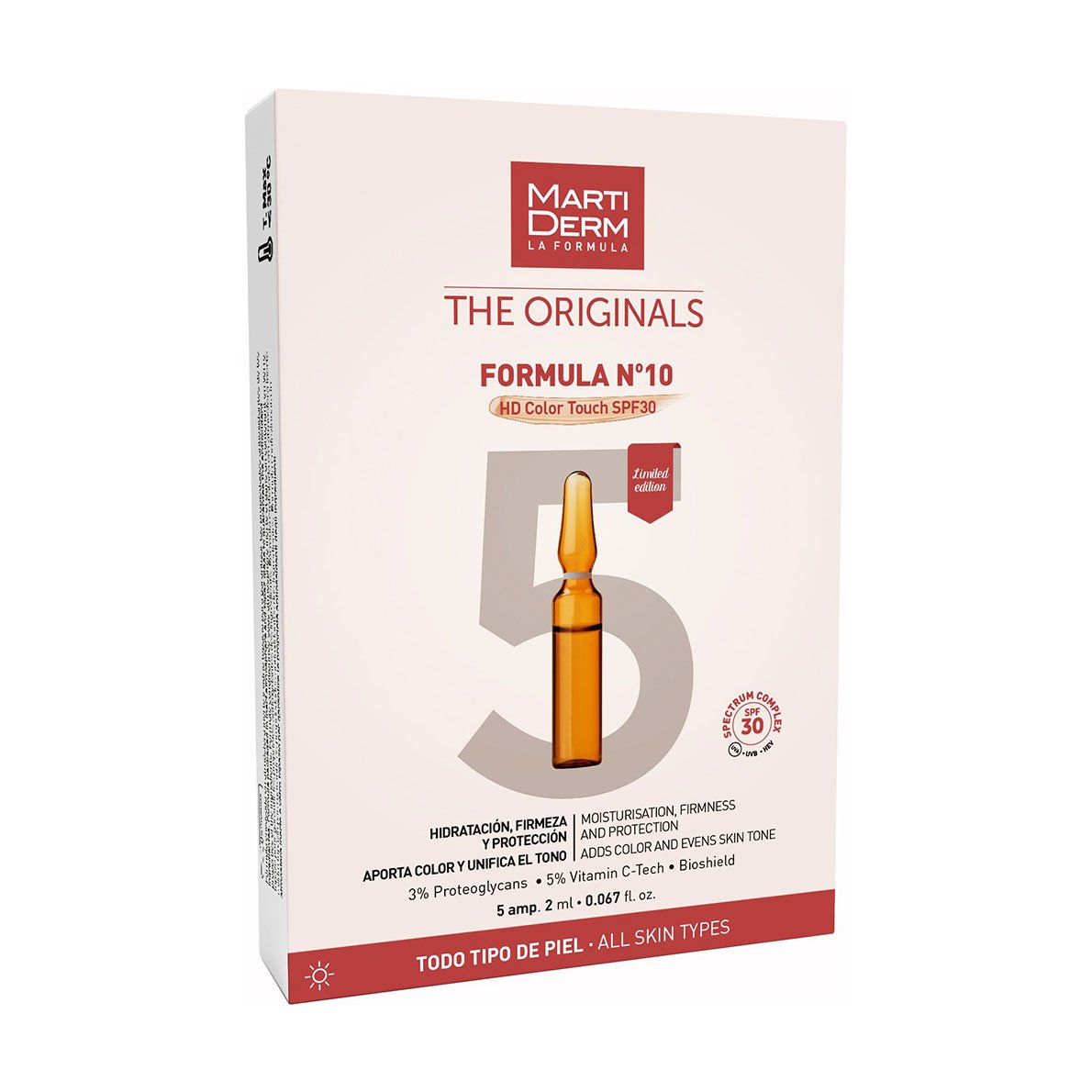 

Уцінка! Антивікові ампули для обличчя MartiDerm Originals Formula N10 HD Color Touch SPF 30, 5*2 мл