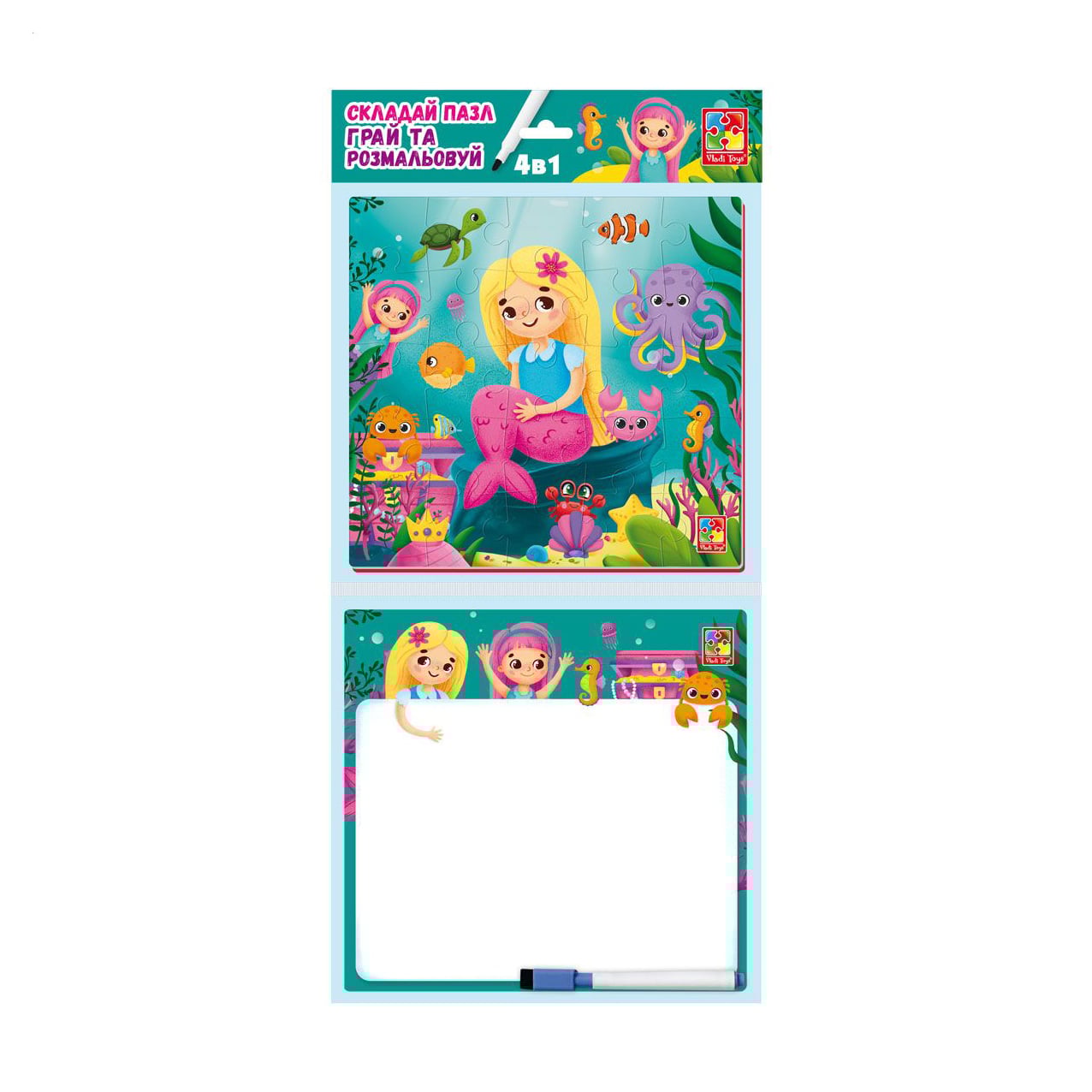 

Настільна гра Vladi Toys Набір 4 в 1, Русалоньки, українською мовою, від 3 років (VT2002-04)