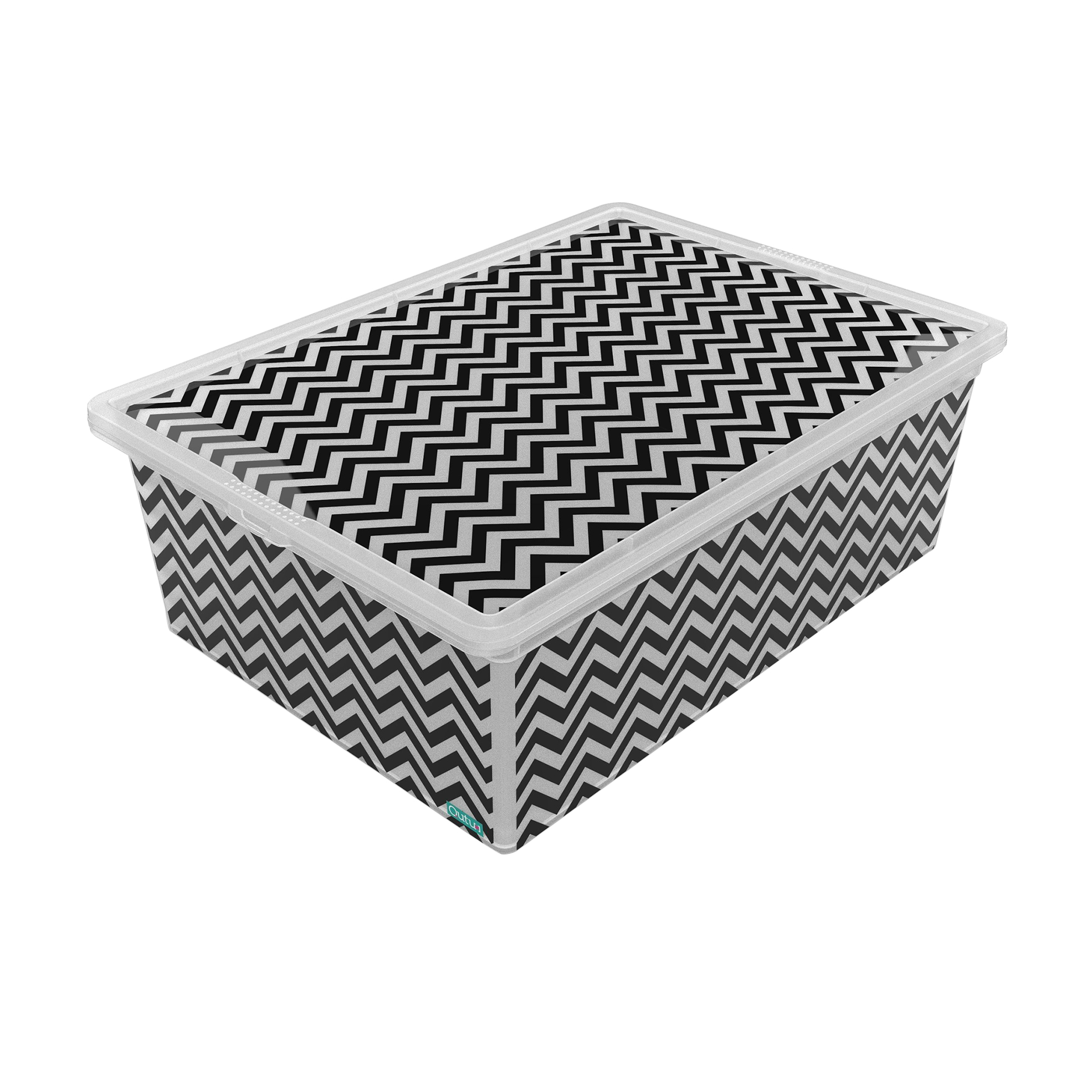 

Контейнер для зберігання з кришкою QUTU Light Box Zig Zag 17.5*37*52.5 см, 25 л
