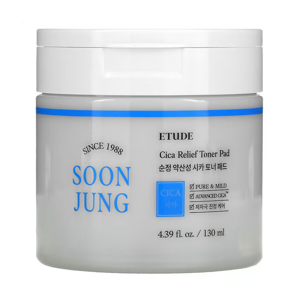 

Уцінка! Тонер педи для обличчя Etude House Soon Jung Cica Relief Toner Pad, 130 мл, 70 шт