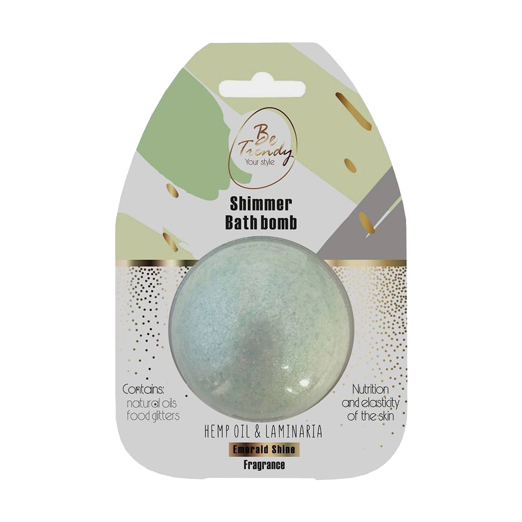 

Уцінка! Бомба для ванни Be Trendy Shimmer Bath Bomb Конопляна олія та ламінарія, 100 г