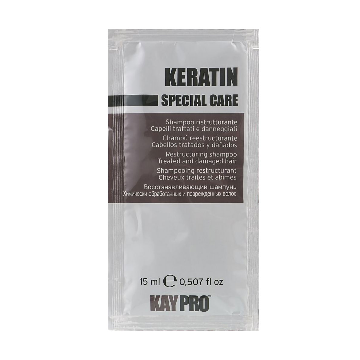 

Відновлювальний шампунь KayPro Keratin Special Care Restructuring Shampoo для хімічно обробленого та пошкодженого волосся, 15 мл (пробник)