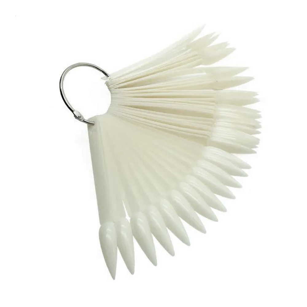 

Типси на кільці Avenir Cosmetics молочні, стилет, гострі, 50 шт