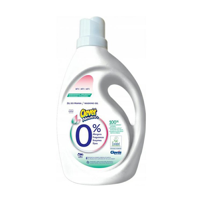 

Гель для прання Clever Neutro+ Color для кольорових речей, 26 циклів прання, 1.56 л