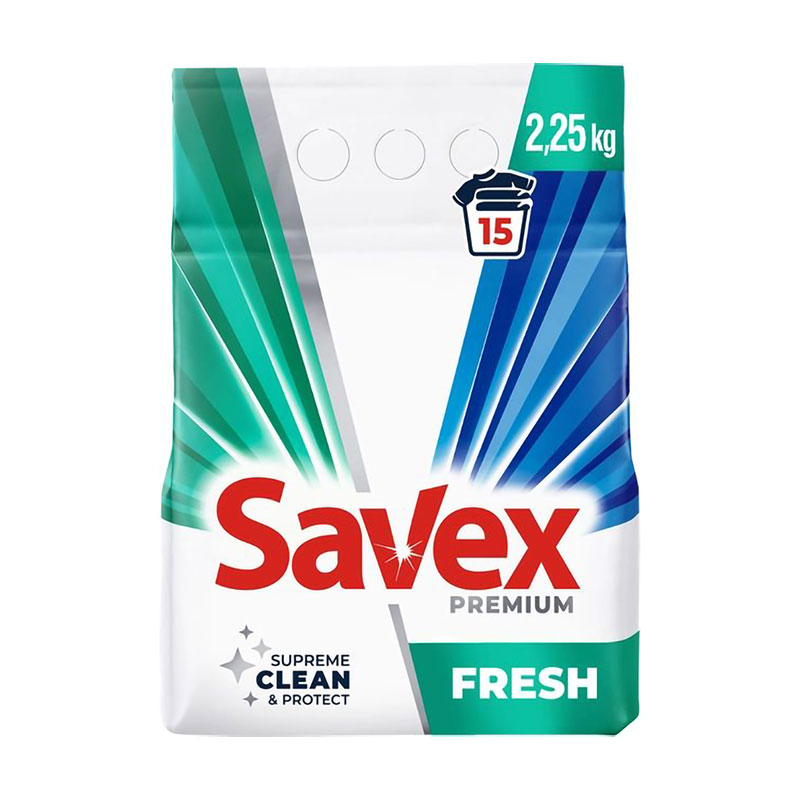 

Уцінка! Пральний порошок Savex Premium Fresh, 15 циклів прання, 2.25 кг