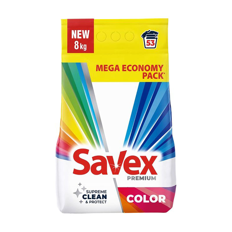 

Пральний порошок Savex Premium Color, 53 цикли прання, 8 кг