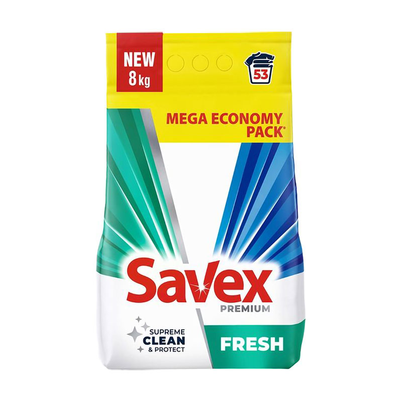

Уцінка! Пральний порошок Savex Premium Fresh, 53 цикли прання, 8 кг