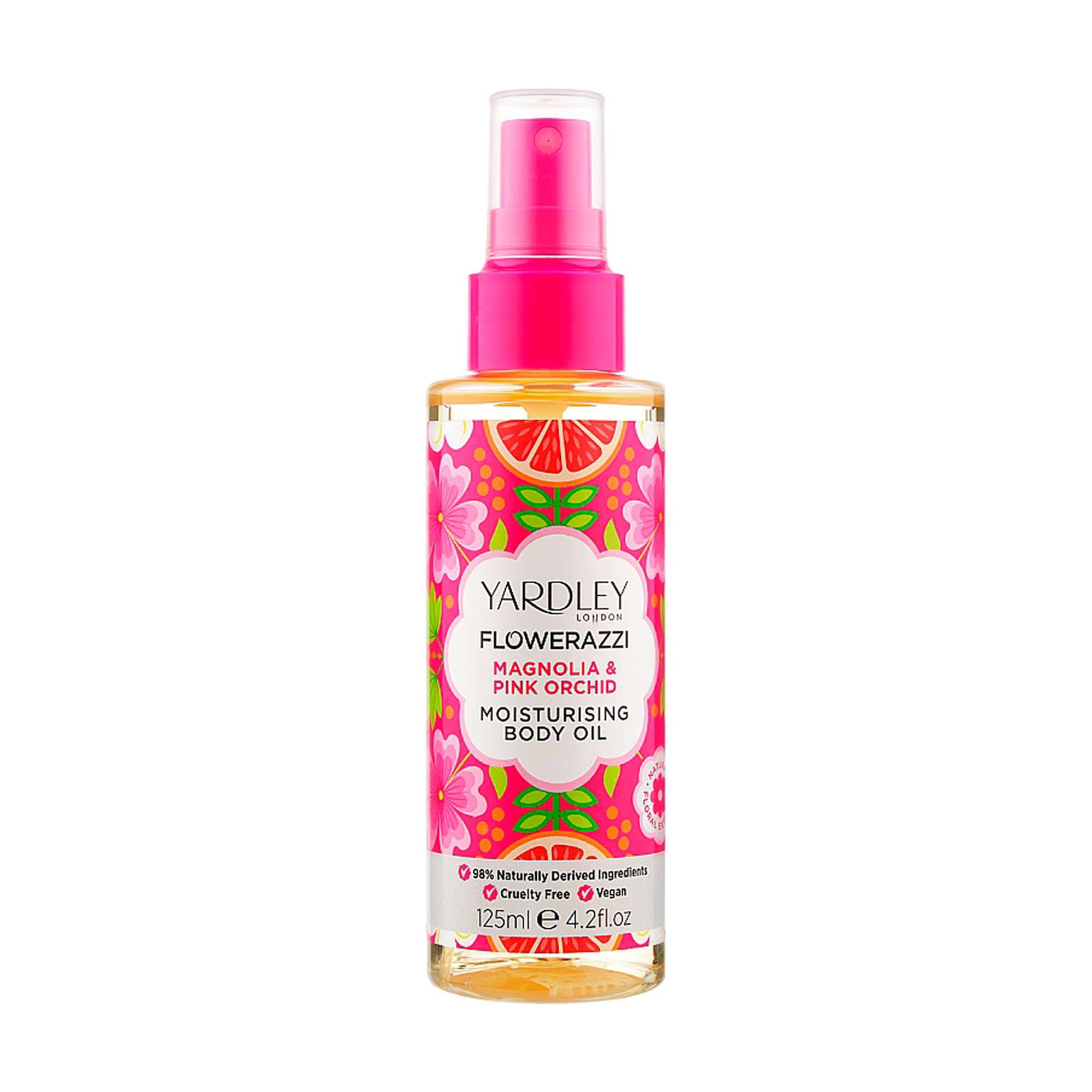 

Зволожувальна олія-спрей для тіла Yardley Flowerazzi Magnolia & Pink Orchid Moisturising Body Oil, 125 мл