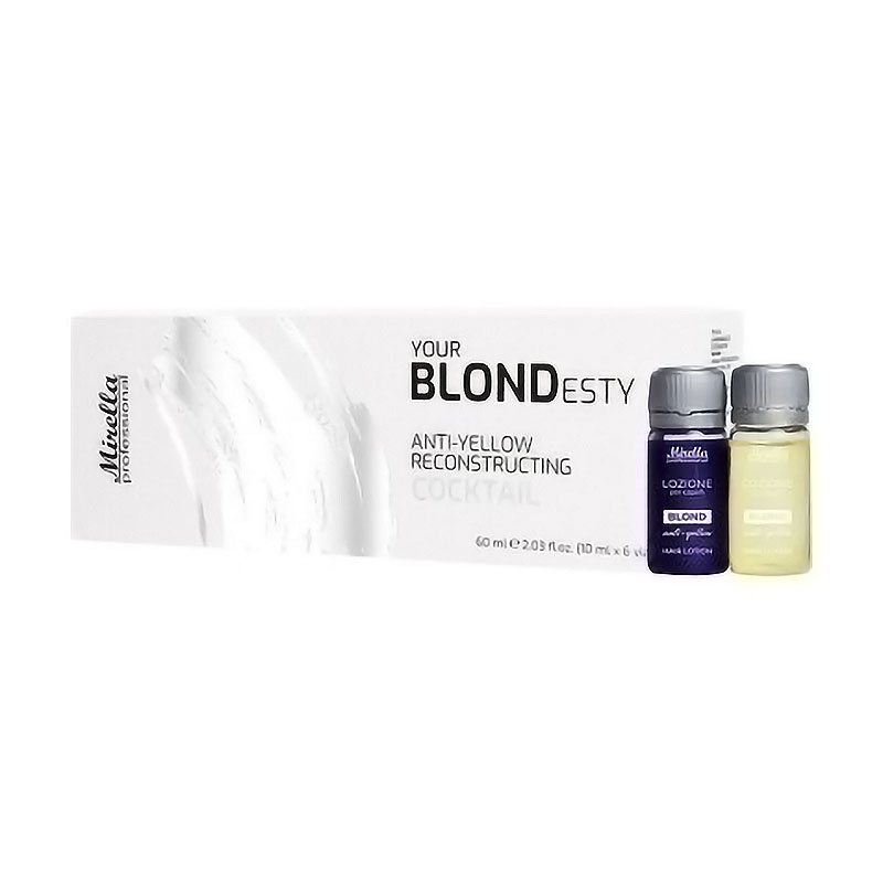 

Коктейль-реконструктор для волосся Mirella Professional Your Blondesty Anti-Yellow Reconstructing Cocktail з антижовтим ефектом, 6*10 мл