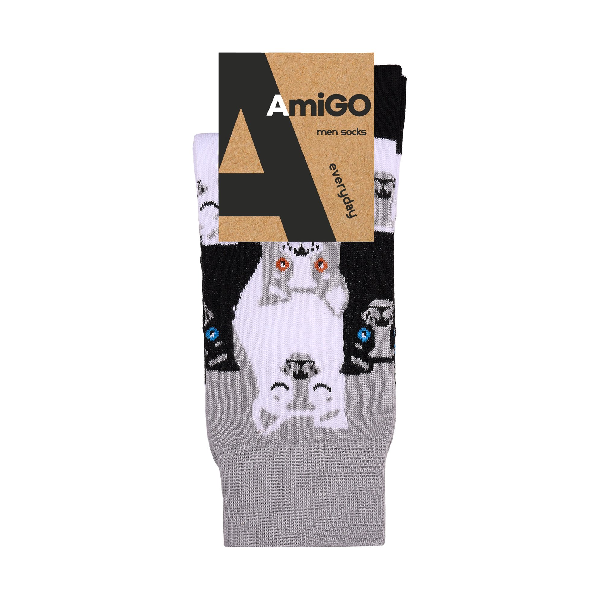 

Шкарпетки чоловічі AmiGO класичні, сірі, песики, розмір 27