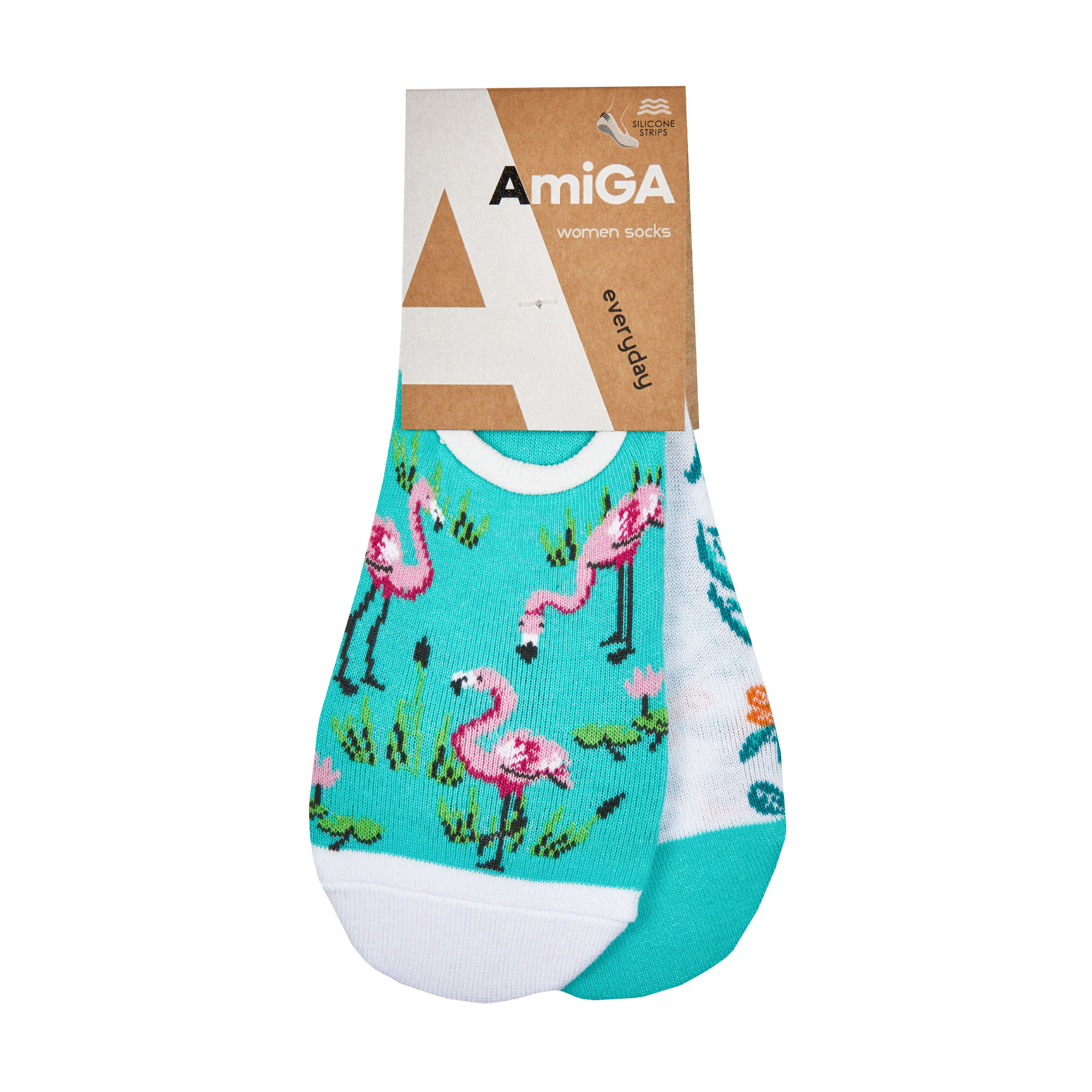 

Шкарпетки жіночі AmiGа чешки, квіти та фламінго, розмір 25 (2 пари)