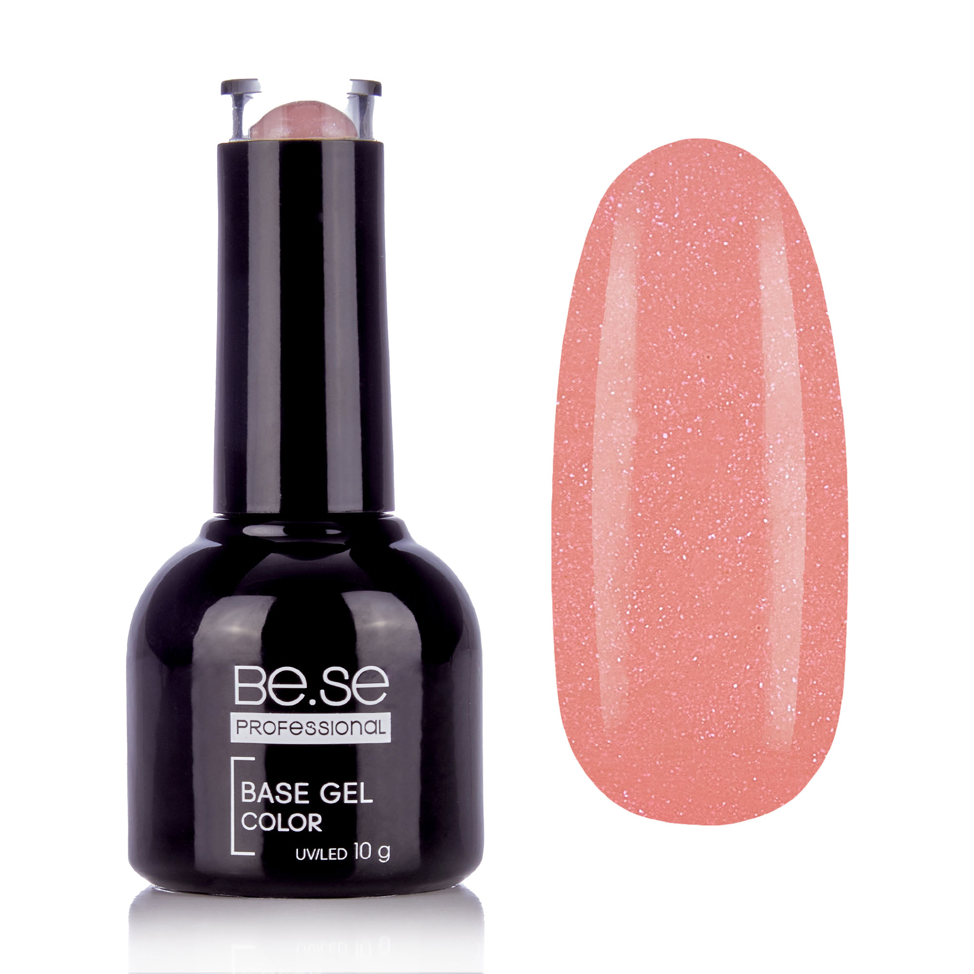 

Базове покриття для гель-лаку Be.Se Professional Base Gel Coat Color Sparkle 04 Мікроблиск, рожевий, 10 г