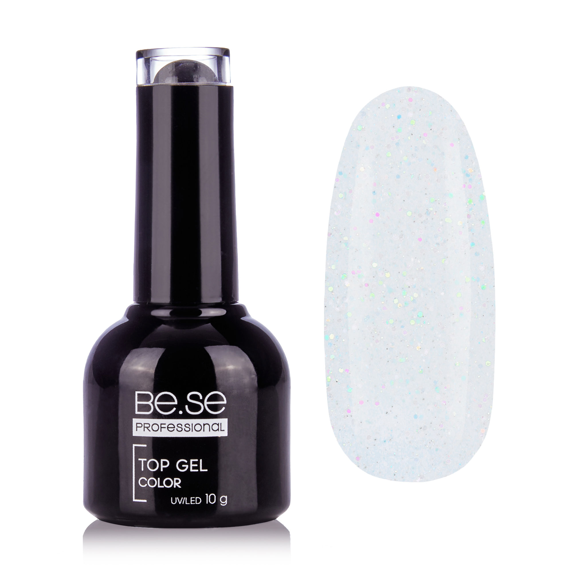 

Топ для гель-лаку Be.Se Professional Top Gel Coat Color 01 Прозорий з глітером, 10 г