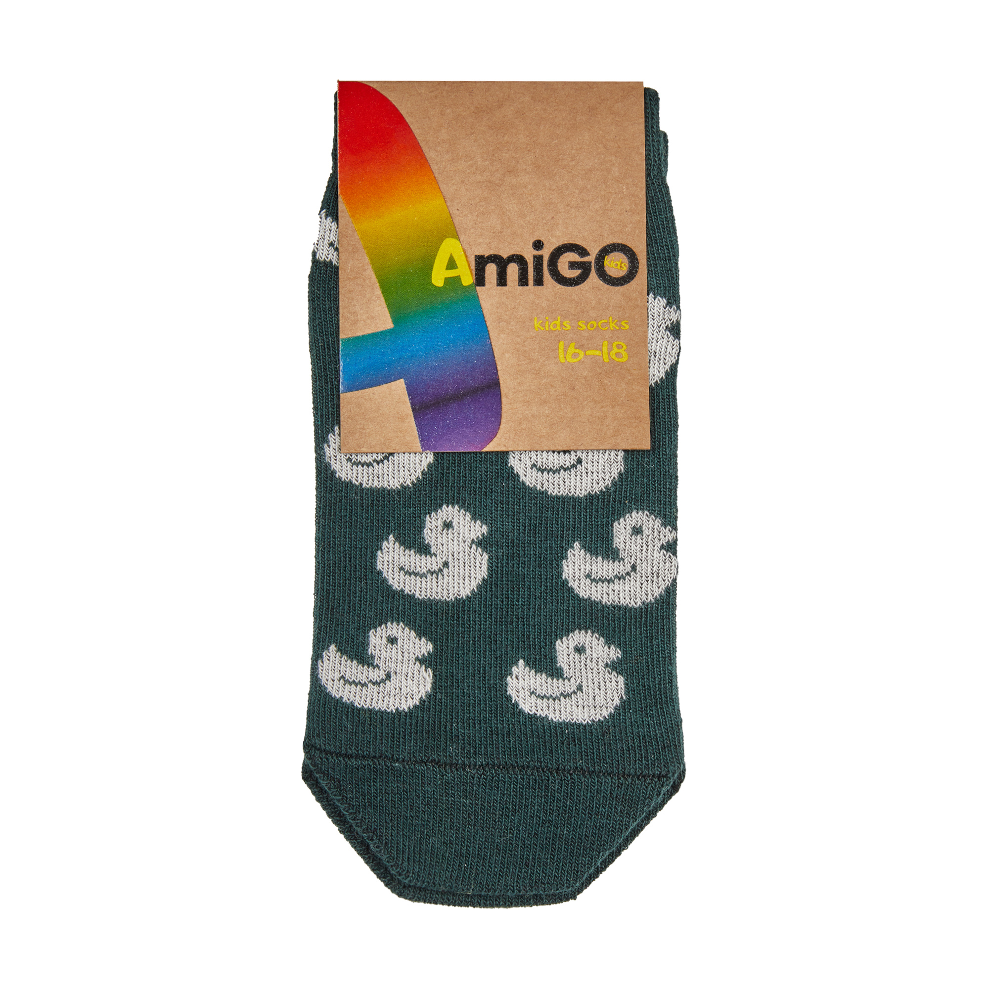 

Шкарпетки дитячі AmiGO високі, качка, темно-зелені, розмір 16-18