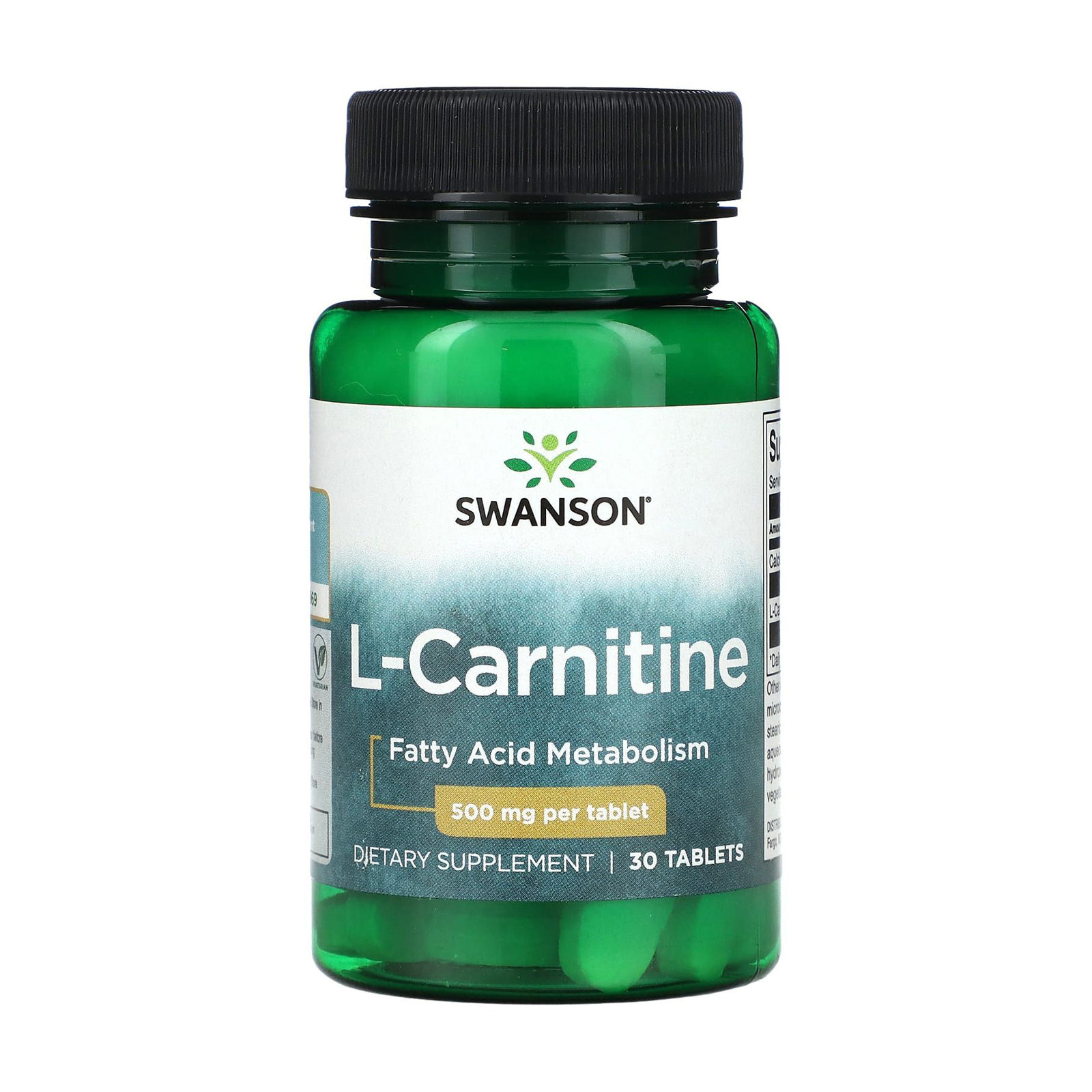 

L-карнітин Swanson L-Carnitine 500 мг, 30 таблеток