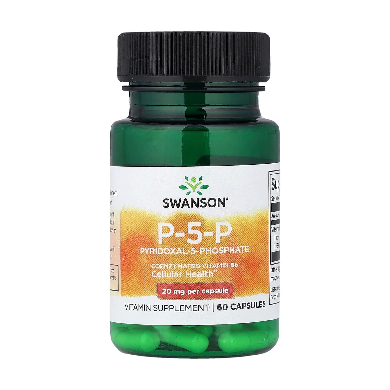 

Коферментований вітамін B-6 Swanson P-5-P (Pyridoxal-5-Phosphate) Coenzymated Vitamin B-6, 20 мг, 60 капсул