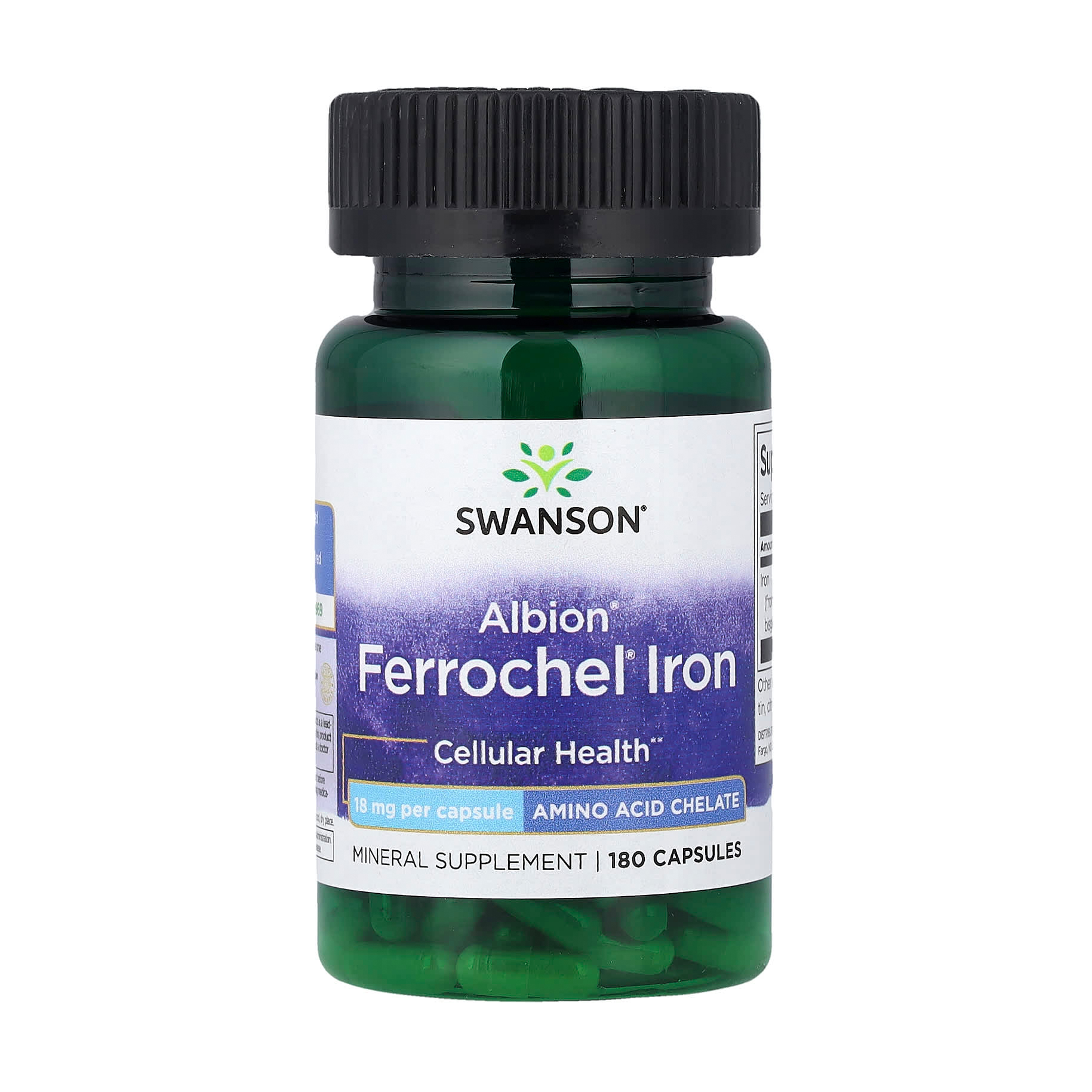 

Залізо Swanson Chelated Ferrochel Iron 18 мг, 180 капсул