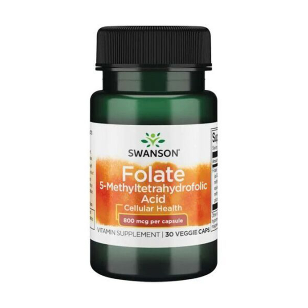 

Фолат (5-метилтетрагідрофолієва кислота) Swanson Folate (5-Methyltetrahydrofolic Acid) 800 мкг, 30 капсул