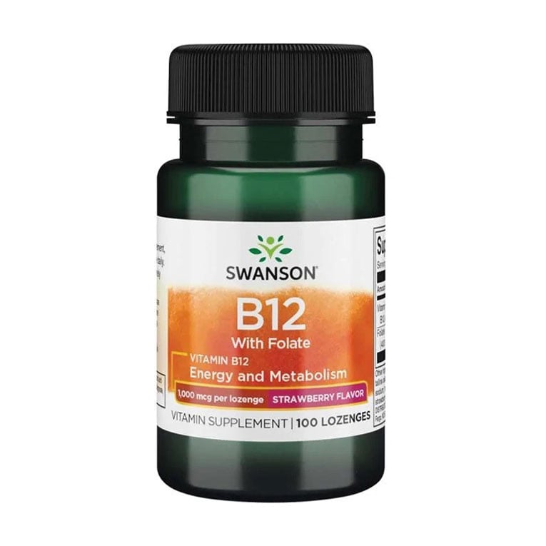 

Вітамін B12 Swanson Vitamin B12, 1000 мкг, зі смаком полуниці, 100 льодяників