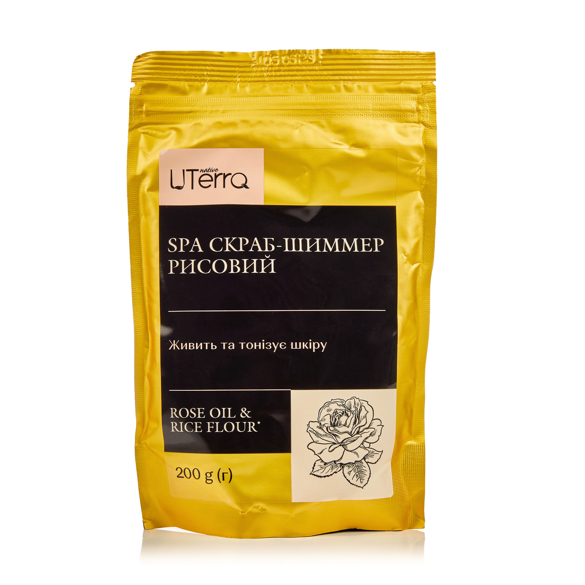 

Рисовий скраб-шимер для тіла UTerra Native Rose Oil & Race Flour, 200 г